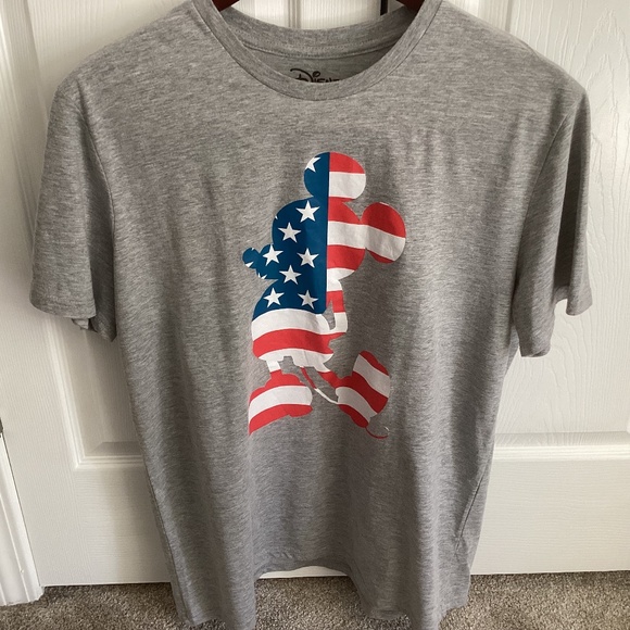 Unisex Disney Mickey Mouse Flag Graphic Tee Gray Size XL - Picture 1 of 5